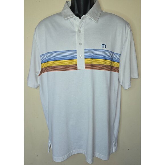 Men's White Polo Shirt with Striped Design - Picture 2 of 7